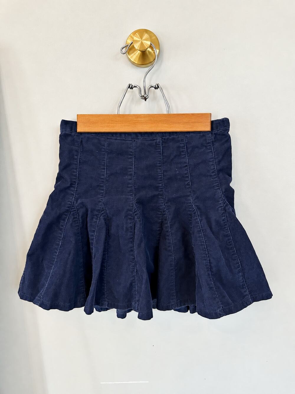 Ralph Lauren Girls Size 6 Navy Corduroy Pleated Flare Skirt Y2K Preppy